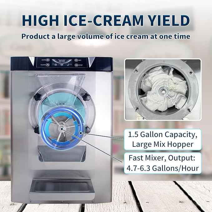 2000W Commercial Hard Ice Cream Machine, 18-24L/H (6.3GPH) Capacity Suitable for Restaurant/Bar/Home, LED Display, 110V 60Hz