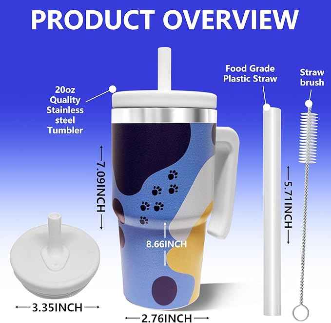2PCS 20-OZ Insulated Water Bottle,Insulated Stainless Steel Tumbler,Reusable Cold Drink Thermos,BPA-Free, Double-Wall Stainless Steel Water Bottle (Blue-Hoo rays, 20, Fluid Ounces)