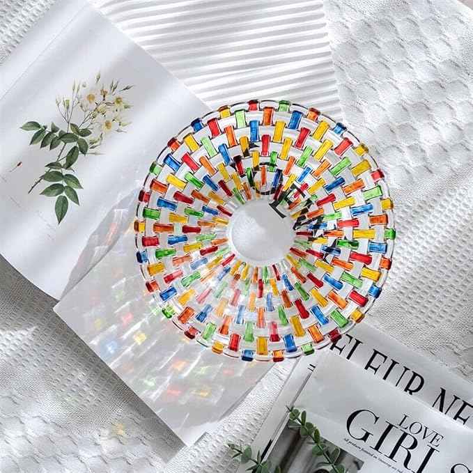 MAGCOLOR Hand Painted Colorful Woven Glass Crystal Salad & Fruit Bowl Decoration,Centerpiece For Home,Office,Wedding Decor, Fruit, Snack, Dessert, Server