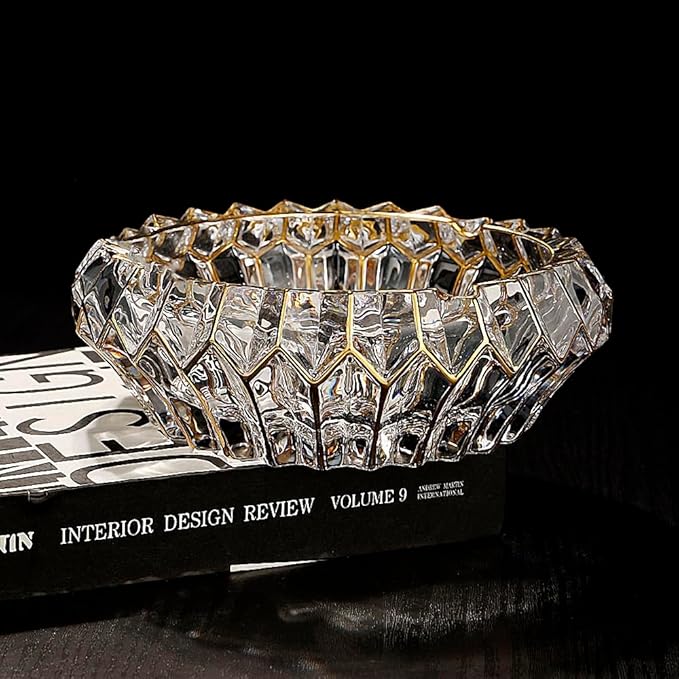 MAGCOLOR Hand Painted Gold Crystal decorative bowl for kitchen and indoor,Home Office Tabletop Beautiful Decoration Craft-5.5 inch. (Hand Painted Gold)