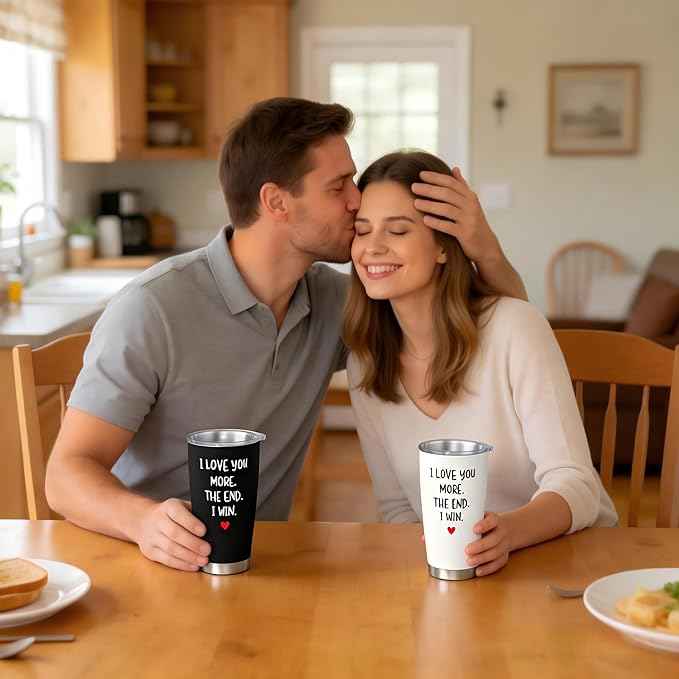 Gift For Couples Anniversary & Valentine's Day with Romantic Love Quote, White Insulated Coffee Cup，20 oz Tumbler