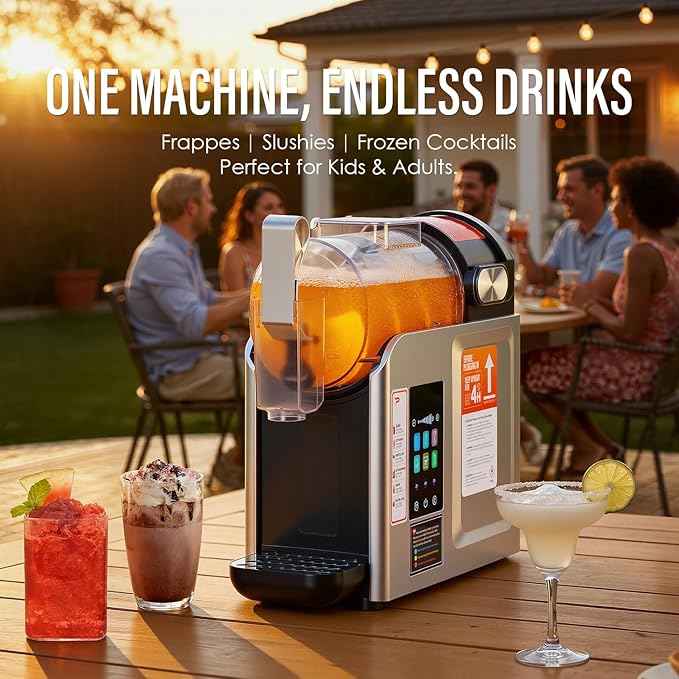 New Upgrade Smart 6 Presets Slushie Machine for Home & Soft Serve Ice Cream Machine, 68oz Color Touch Screen Slushy Machine for Home with 2/4/6H Smart Timer & Self-Cleaning, DIY Frozen Drink Maker