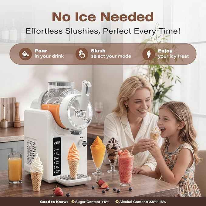 SYINTAO Slushie Machine No Ice Needed, 2-in-1 Frozen Drink & Soft Serve Ice Cream Maker, 75oz Self-Chilling Slushy Maker with 5 Presets, LED Display & Auto Clean for Home & Party (White)