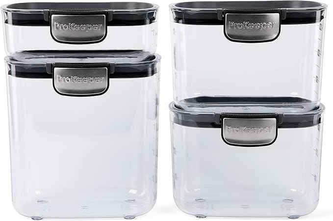 Progressive International ProKeeper+ 4-Piece Clear Plastic Modular Airtight Pantry Food/Snack Kitchen Storage Organization Container Canister Set