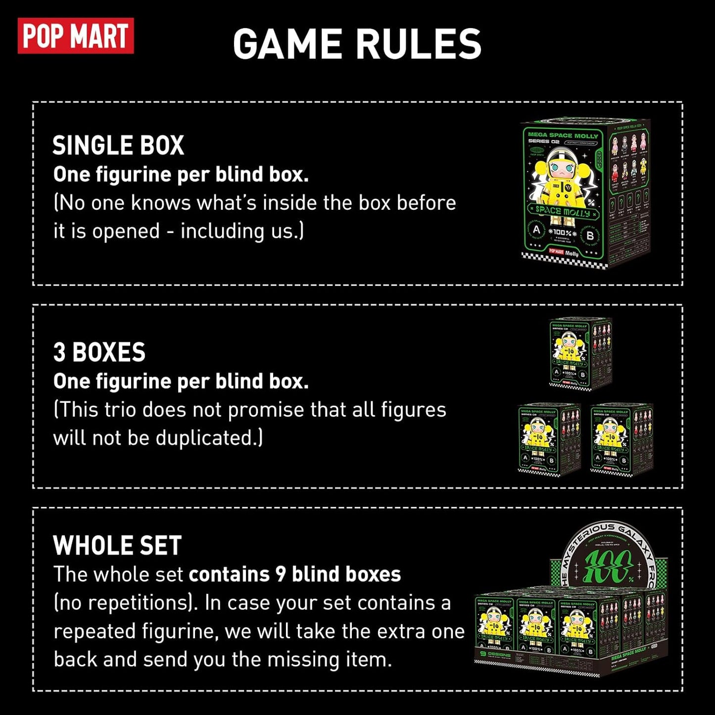 POP MART MEGA Space Molly 100% 2-B Blind Box Figures, Random Design Box Toys for Modern Home Decor, Collectible Toy Set for Desk Accessories, 9PC