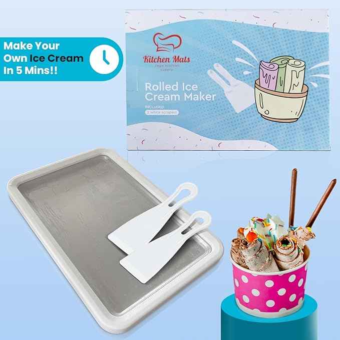 Extra Large Rolled Ice Cream Maker (14"x10") - Make Instant IceCream w/the Family - Manual Roll Your Own IceCream - Roll Ice Cream Tray