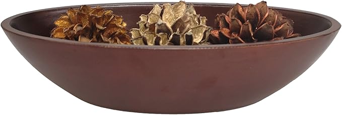 Hosley 14.5 Inch Dark Brown Wood Oval Bowl, Rustic Decorative Centerpiece for Dry Potpourri & Orbs, Elegant Home & Office Decor, Ideal Gift for Weddings, Spas & Reiki