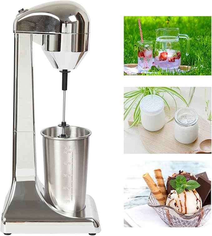 Electric Milkshake Maker, Ice Cream Mixer Machines, 110V Commercial Drink Smoothie Blender for Coffee Shops, Tea Stores to Making Fruit Tea, Coffee, Stirred Drinks (1 Head 500ml)