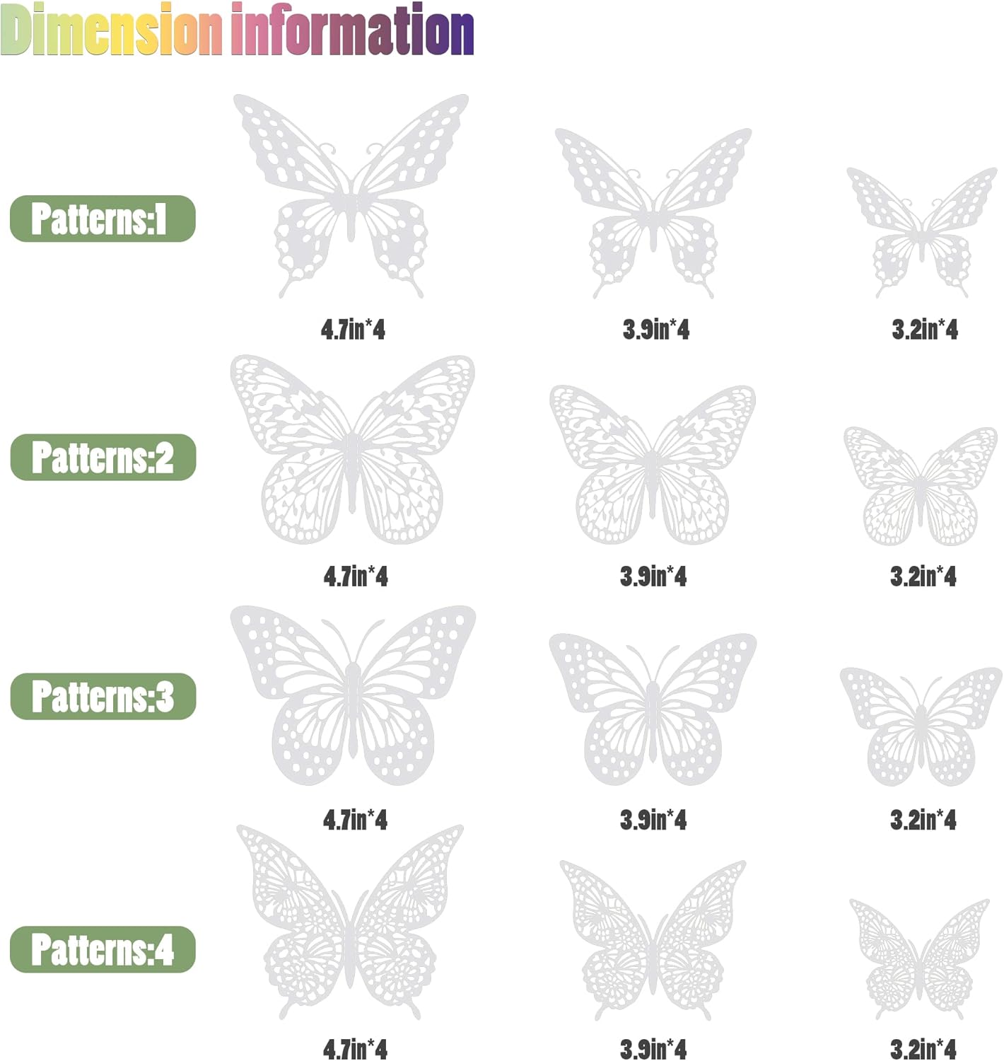 SAOROPEB 3D Butterfly Wall Decor - 48 Pcs, 4 Styles, 3 Sizes - Removable Stickers for Birthdays & Parties
