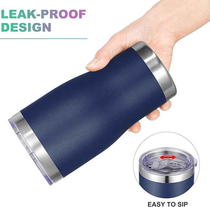 VEGOND 20oz Tumbler Stainless Steel Tumbler Cup with Lid And Straw Vacuum Insulated Double Wall Travel Coffee Mug(Navy Blue 12 Pack)