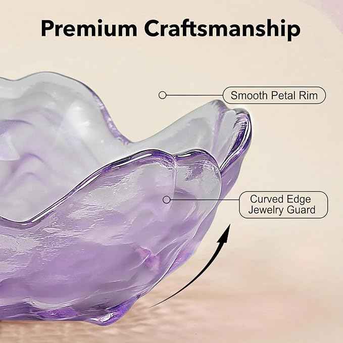 Flower Jewelry Dish Ring Holder Jewelry Tray Cute Vanity Organizer Room Decor Aesthetic Nightstand Bathroom Bedroom Decor Trinket Dish Small Valentine's Friendship Christmas Birthday Gifts for Women
