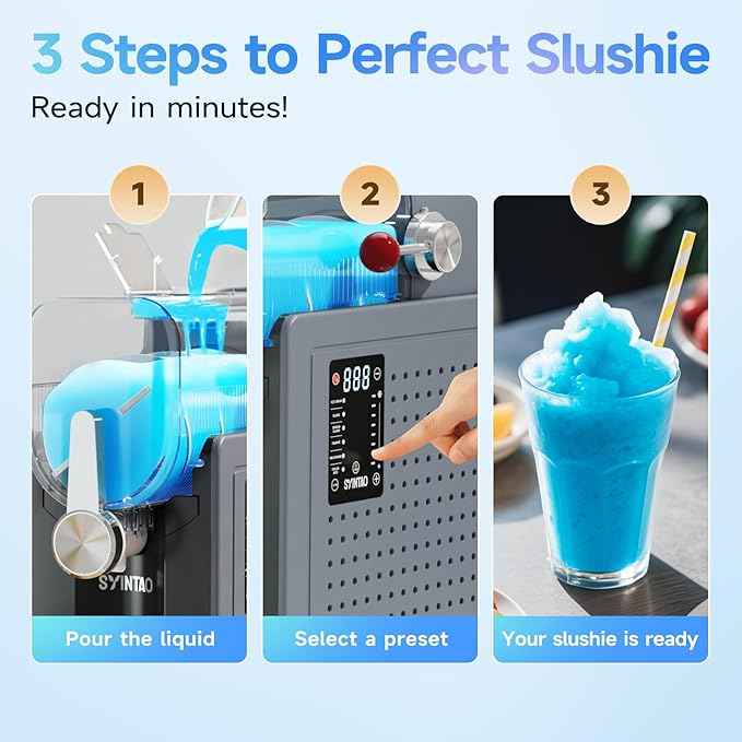 SYINTAO 2-in-1 Slushie & Soft Serve Ice Cream Maker, 96oz Vessel No-Ice-Needed Frozen Drink Machine with LED Display, 6 Preset Modes, Auto-Clean & Delay Timer – Gift for Family
