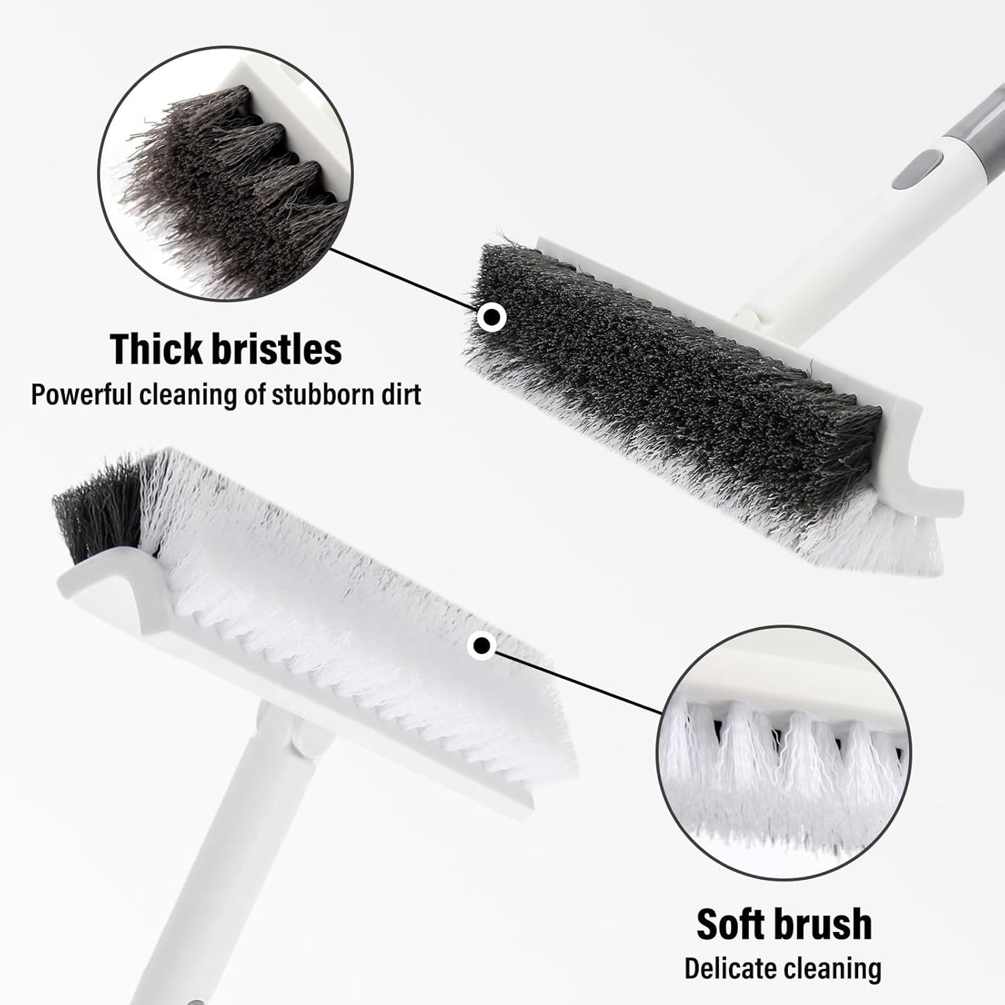 Scrub Brush Floor Brush with Long Handle,Double-Sided V-Shaped Scrub Brush，Shower Floor Scrubber for Cleaning, Tile Scrub Brush with Stiff Bristles, 52'