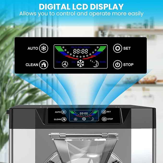 2000W Commercial Single Flavor Hard Serve Ice Cream Maker Machine, 4.8-6.3 Gal/Hr Countertop Gelato Machine with LCD Display, Auto Clean High Productivity for Restaurants & Snack