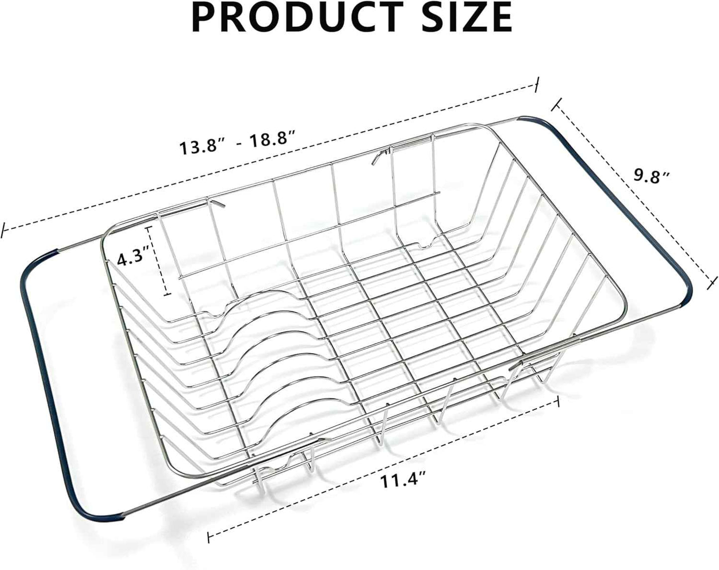 Over The Sink Dish Drainer Drying Rack - Expandable Stainless Steel in Sink Dish Drying Rack, High-Capacity, Rustproof, Easy Install, with Utensil Holder - Dish Racks for Kitchen Counter