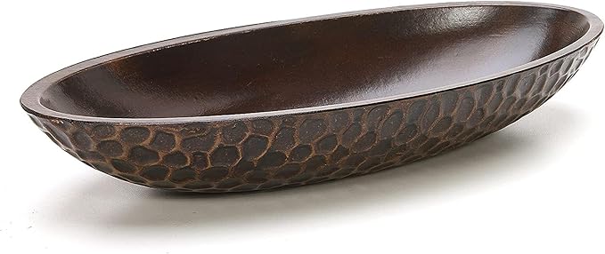 Hosley Honeycomb Wood Decor Bowl 14.3-Inch-Long Rustic Decorative Centerpiece for Dry Potpourri & Orbs, Elegant Home & Office Decor, Ideal Gift for Weddings, Spas & Reiki