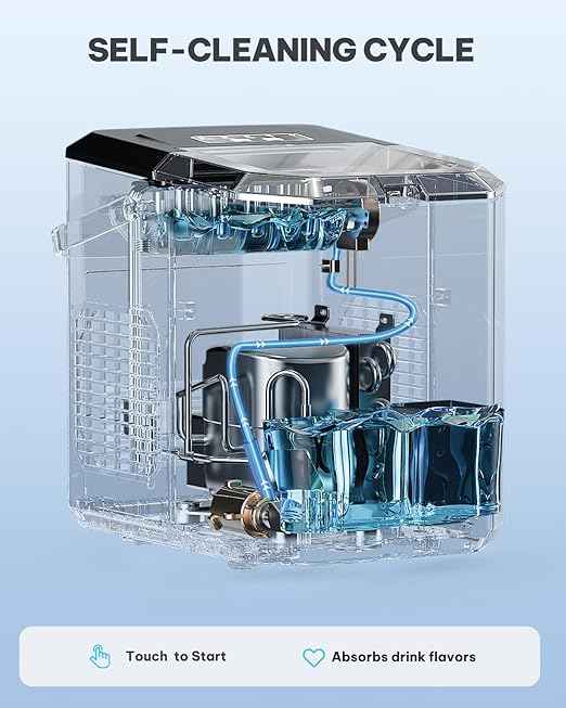 Silonn Ice Maker Countertop, Portable Ice Machine with Carry Handle, Self-Cleaning Ice Makers with Basket and Scoop, 9 Cubes in 6 Mins, 26 lbs per Day, Ideal for Home, Kitchen, Camping, RV