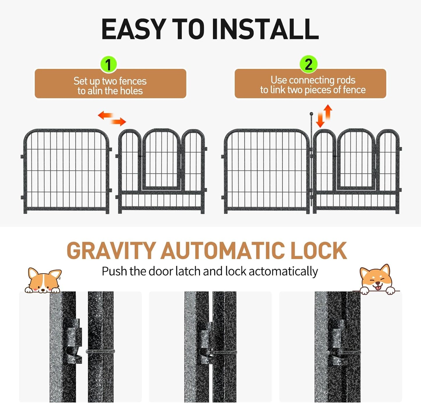 Dog Playpen 8/16 Panels 32" Height Heavy Duty Dog Fence Puppy Pen for Large Medium Small Dogs Indoor Outdoor Foldable Pet Exercise Pen