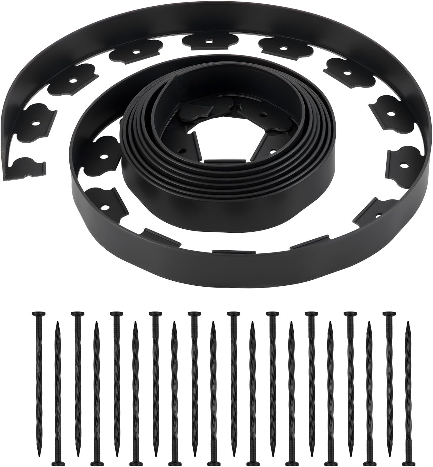 VEVOR Landscape Edging, 20 ft x 2 in Plastic Garden Border Edging with 120 Spikes, No Dig, Flexible Lawn Edgings Roll, UV-Resistant Mini Fence Borders Pathway Edgings for Flower Beds Yard Paver