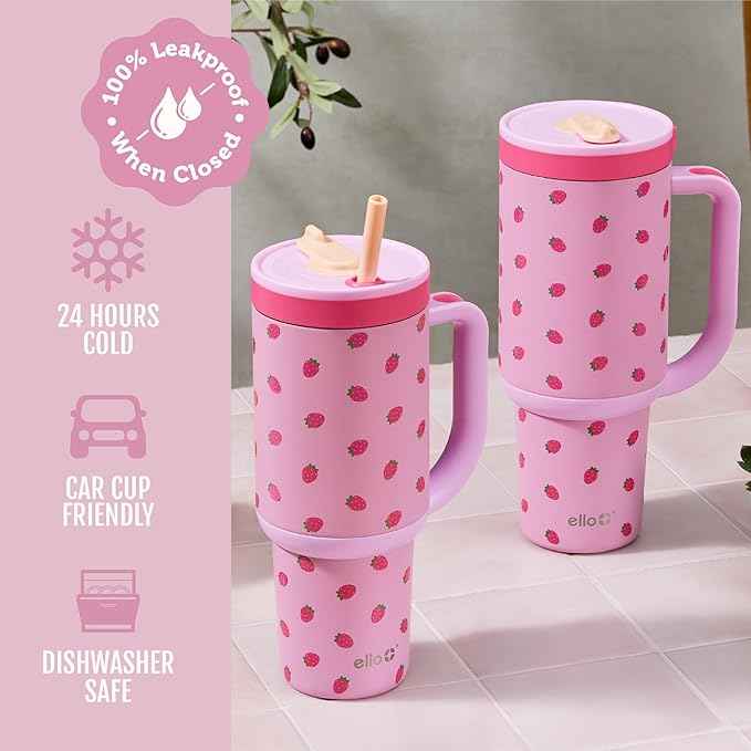 Ello Oasis 40oz Stainless Steel Tumbler - Strawberries