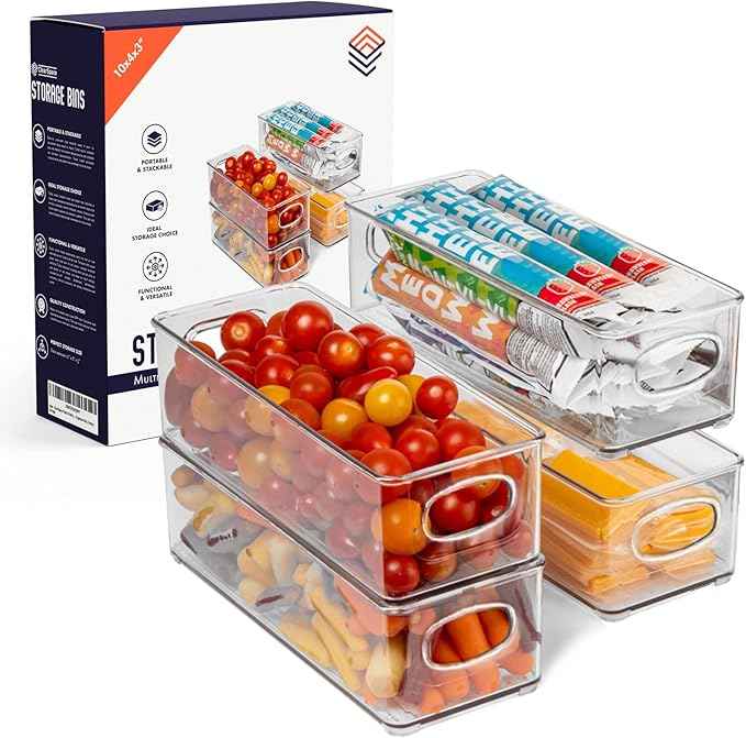 ClearSpace Plastic Pantry Organization and Food Storage Bin – Great Kitchen Storage – Fridge Organizer Bins – 4 Pack