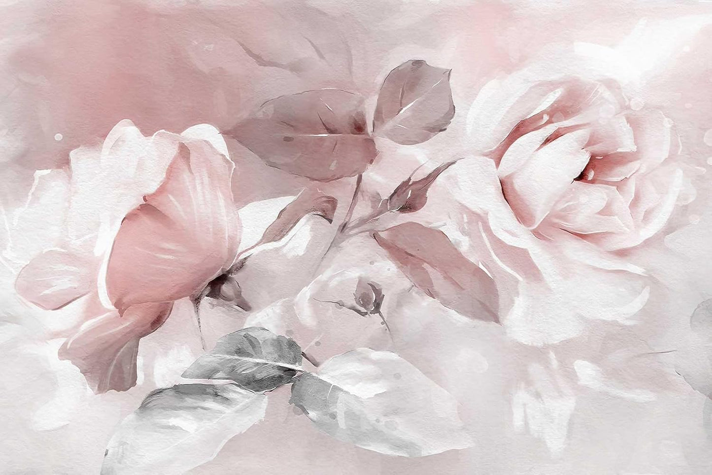 Rose Leaves Oil Painting Wallpaper, Large Wall Background Mural for Bedroom and Living Room(Non-self-Adhesive)