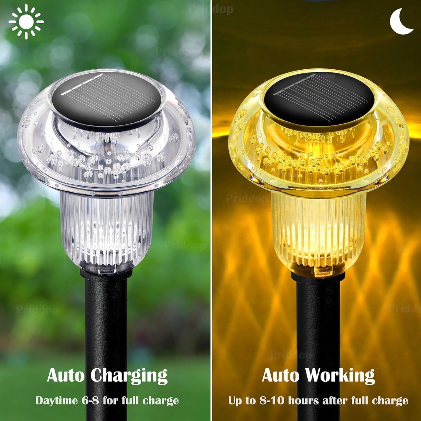 Solar Lights Outdoor Pathway Waterproof 8 Pack Warm White LED Acrylic Mushroom Decorative Garden Lights for Yard Landscape Patio Outside Decor