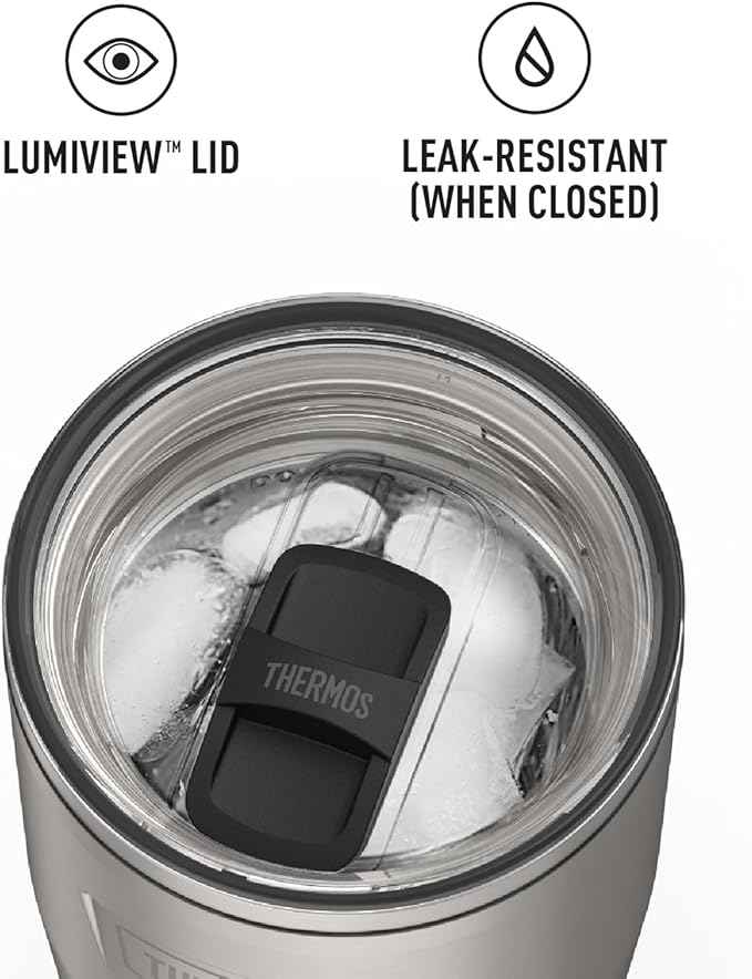 THERMOS ICON SERIES, Stainless Steel Cold Tumbler with Slide Lock, 24 Ounce, Matte Stainless Steel