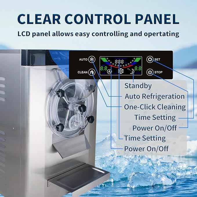 2000W Commercial Hard Ice Cream Machine, 18-24L/H (6.3GPH) Capacity Suitable for Restaurant/Bar/Home, LED Display, 110V 60Hz