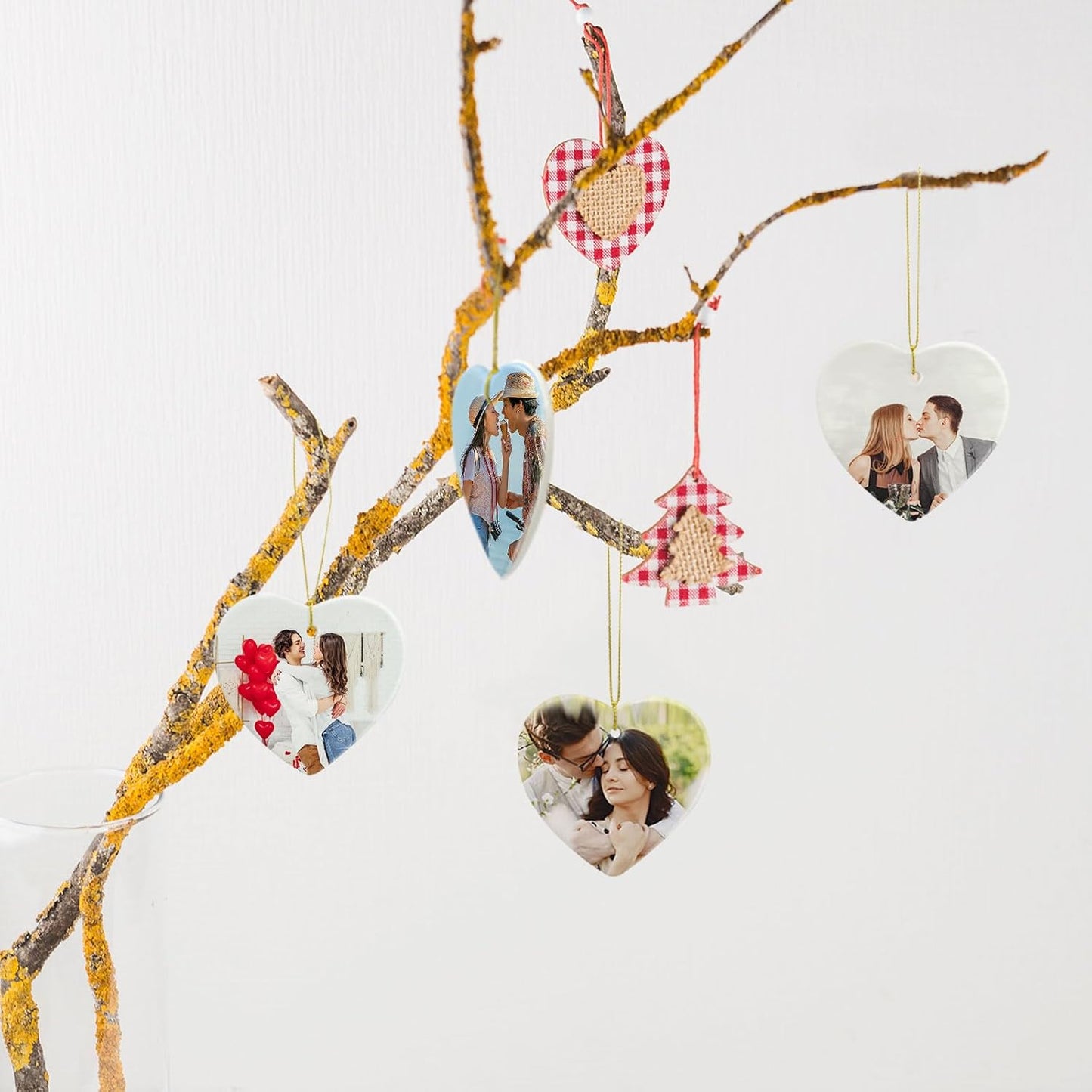 Sublimation Blank Ornaments Sublimation Ceramic Ornament Blanks Bulk Christmas Ornament for Heat Press Printing White Porcelain Ornament Personalized Decoration Supplies for Christmas(12, Heart)