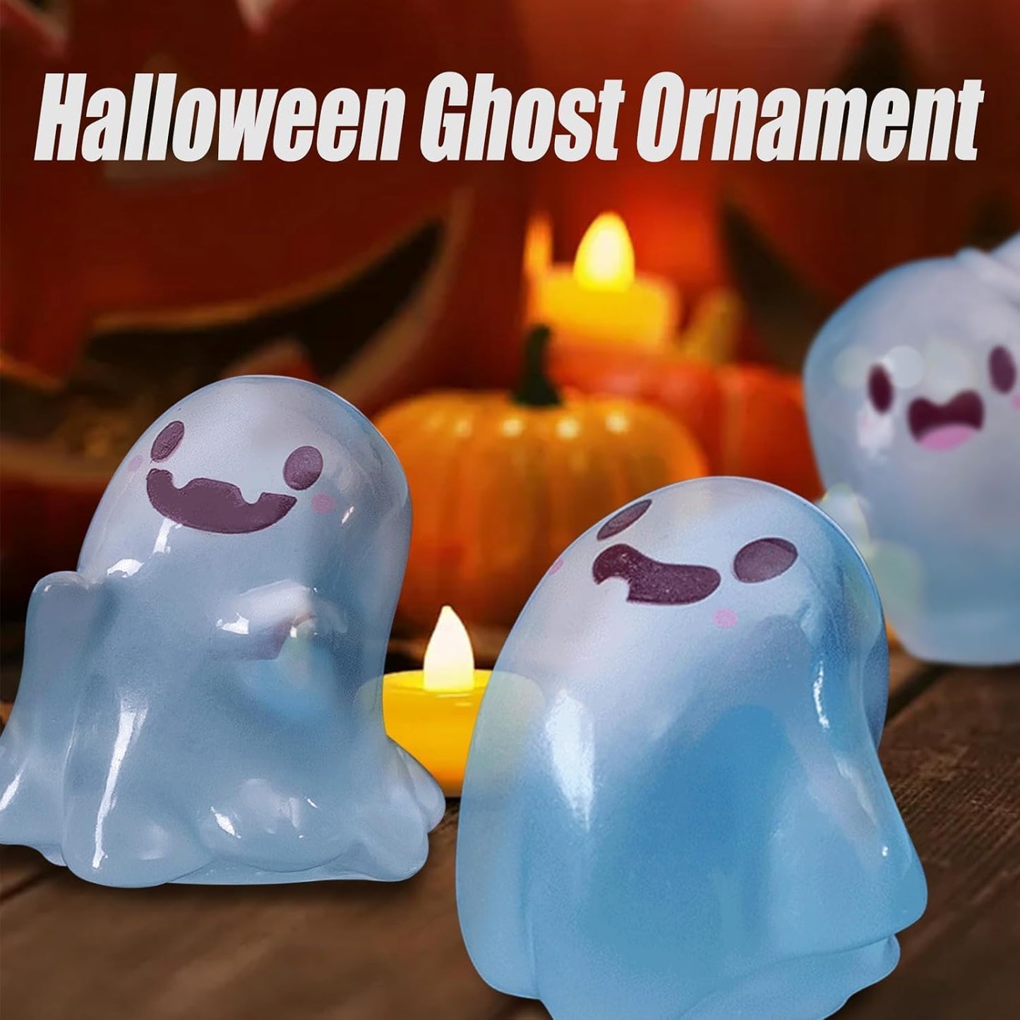 32 Sets Halloween Mini Ghost Figures with Box, Glow in The Dark Mini Resin Ghosts, Luminous Ghost Miniature Resin Figurines for Halloween Party Favors (1PCS F)