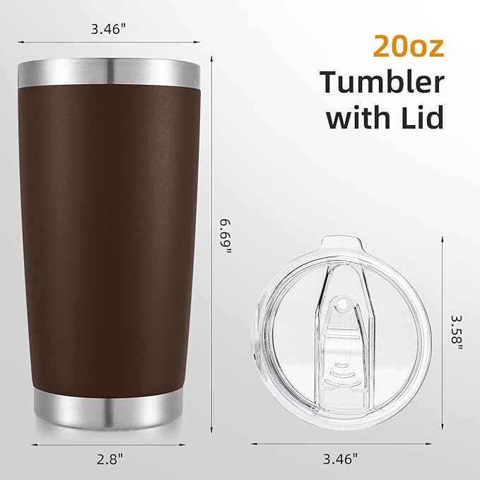 20 oz Tumbler with Lid Stainless Steel Insulated Tumblers Double Wall Vacuum Coffee Mug Powder Coated Tumbler Cups for Cold and Hot Drinks, Coffee, 1 pack