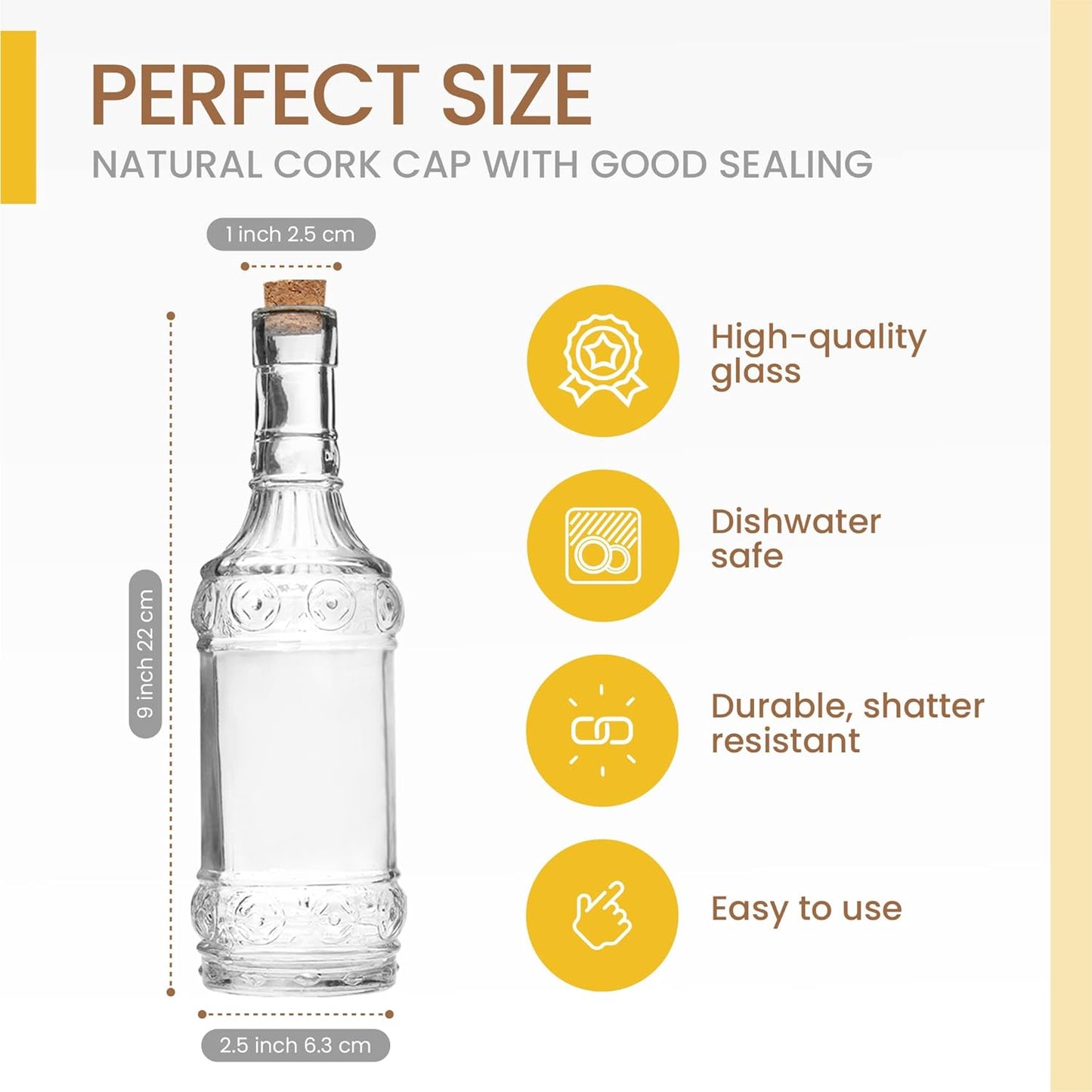 Assorted Clear Glass Bottles with Corks, 6 Pack, 2.5in X 9in, 16oz