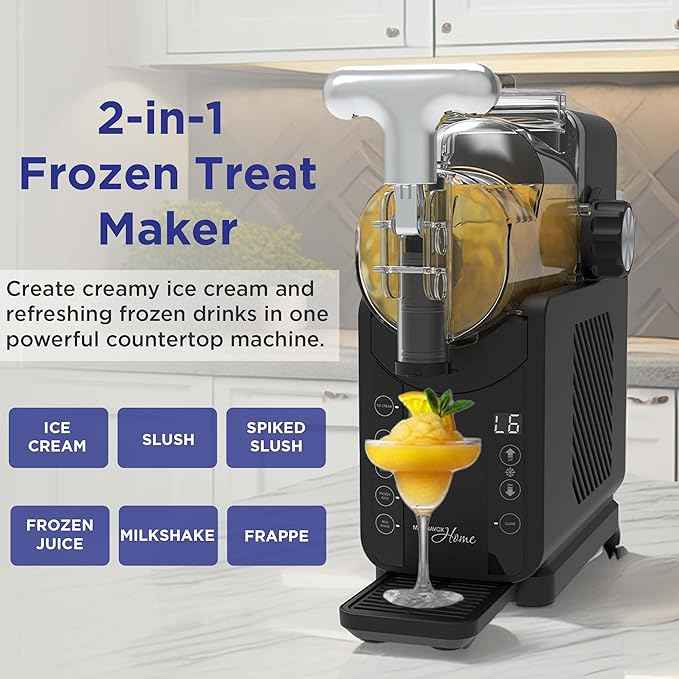 Magnavox Home, Ice Cream & Frozen Slush Drink Maker, Onyx (34OZ IceCream or 57OZ Slush at a Time)