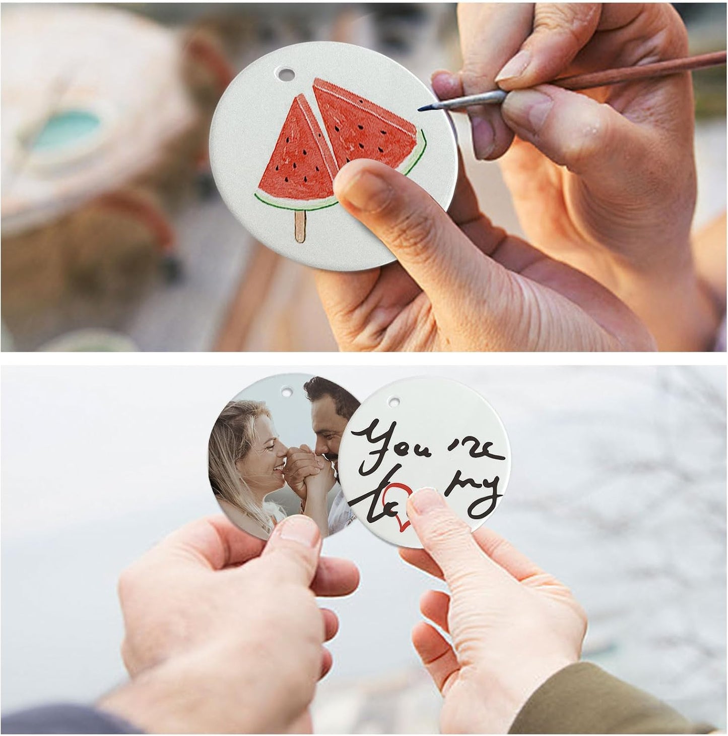 Sublimation Blanks Ornament Bulk 25pcs Personalized Christmas Ornaments Set Ceramic Ornaments White Sublimation Discs for Christmas Tree Decorations Wedding Birthday Gifts for Women Men 3"