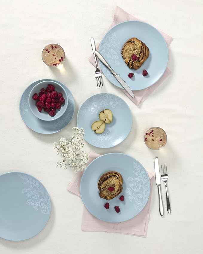 Oneida 897393 Roseto 12-Piece Dinnerware Set, French Blue