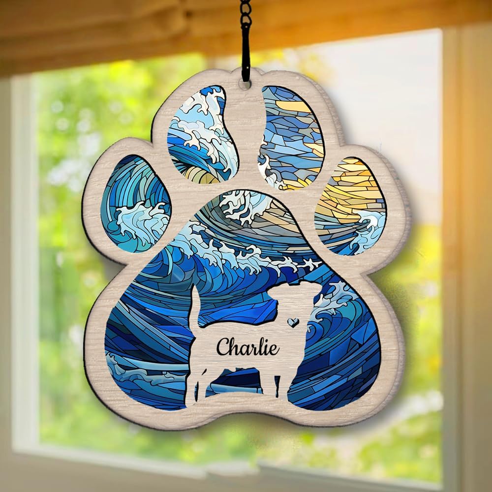 Personalized Bichon Frise Suncatcher Dog Memorial Gifts, Custom Bichon Frise Ornament Christmas Tree, Pet Remembrance Gift, Loss of Dog Sympathy Gift, Pets Memorial Ornament, Pet Loss Suncatcher
