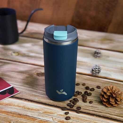 Konokyo Tumbler with Lid, 12 oz Travel Coffee Mug Double Wall Vacuum Stainless Steel Thermal Metal Cup Insulated Water Bottle,Navy Blue