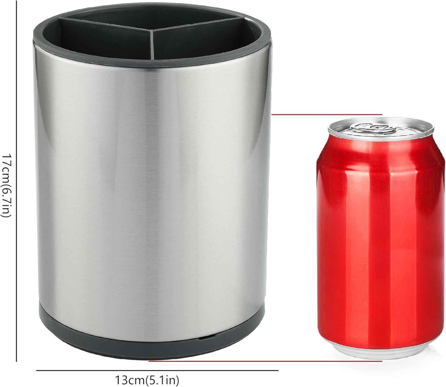 kitchen Utensil Holder Counter, DV Stainless Steel Rotating Cooking Spatula Utensils Holder Caddy (3 Compartment, 360°Rotating)