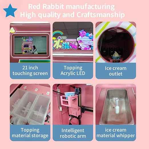 Intelligent Touch Screen Soft Serve Automatic Ice Cream Vending Machine Coin & Card Payment Robot Ice Cream Maker for Business School Cinema Airport