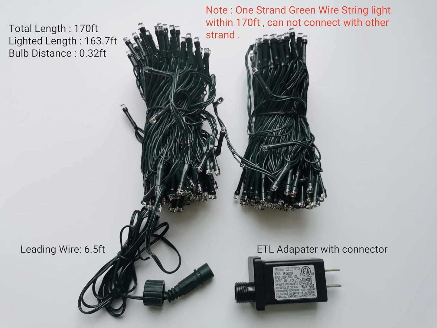 500 LED String Lights Indoor Outdoor Green Wire, Fairy Lights Warm White Christmas Lights for Classroom, 170 FT One Long Strand Fairy Classroom Light Plug in for Home Wedding Tree Yard Patio Decor