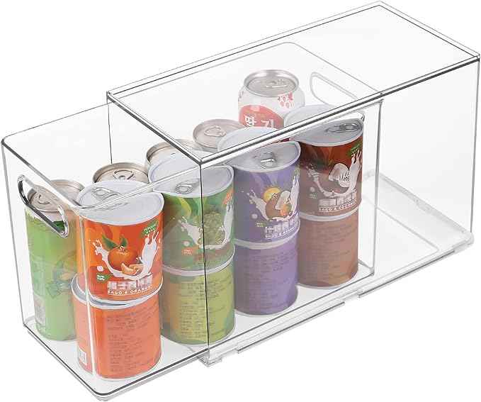 Taiuloo Clear Stackable Storage Drawers - 9.51 Quart Large Plastic Organizer Bins with Pull-Out Drawer, Kitchen Fridge, Bathroom Vanity & Pantry Cabinet Organization