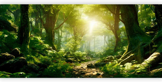 artgeist Wall Mural Forest 216x98 in - XXL Non-Woven Corner Wallpaper Fleece Angle Wall Decor Photo Print Picture Mashrooms Story Flowers Butterfly Forestc-B-10181-a-a