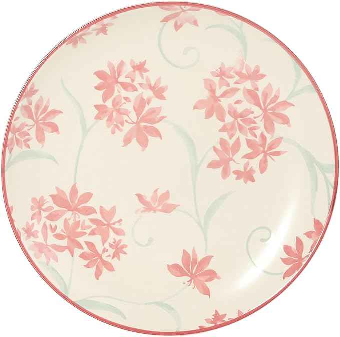 Gibson Home Admiral Hall 12-Piece Matte Stoneware Dinnerware Set – Dinner Plates, Salad Plates & Bowls with Pink Floral Pattern, Durable Everyday Dish Set, Microwave & Dishwasher Safe