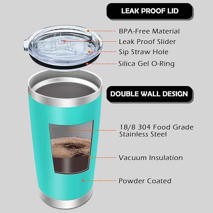 AIANJI 20oz Tumbler Bulk Stainless Steel Tumblers with Lid Vacuum Insulated Double Wall Travel Coffee Mug Powder Coated Tumbler Cup for Hot and Cold Drinks(Light Blue, 12 pack)