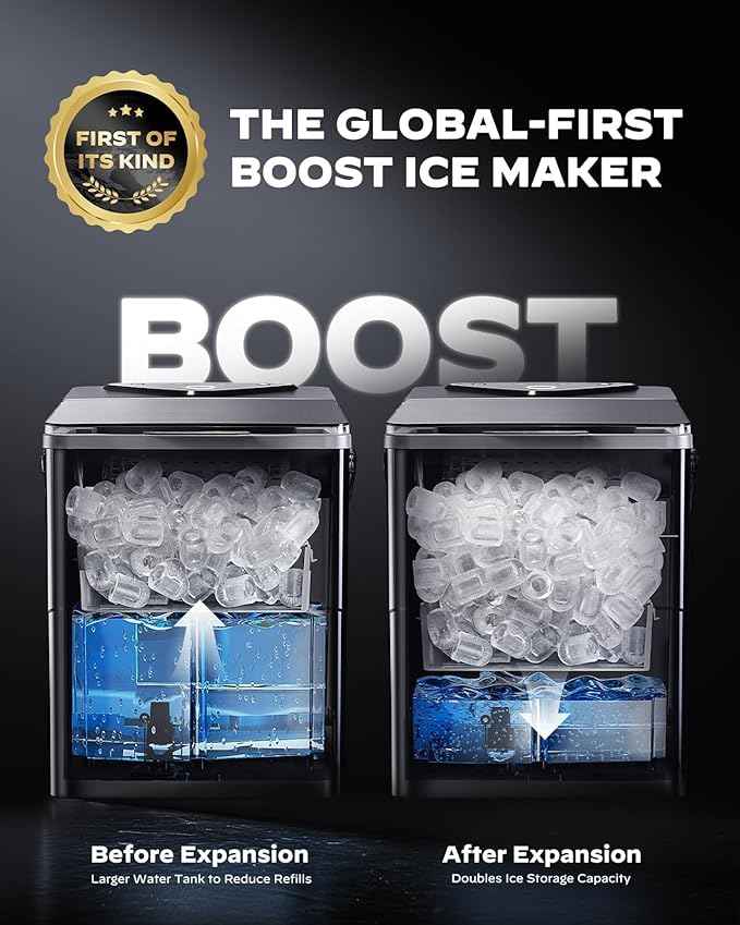 Silonn Countertop Ice Maker with Expanding Ice Basket, 9 Cubes in 6 Mins, 2.5L Ice Basket, Self-Cleaning Ice Maker with LED Touch Control, 2 Bullet Ice Sizes for Home, Kitchen, Office