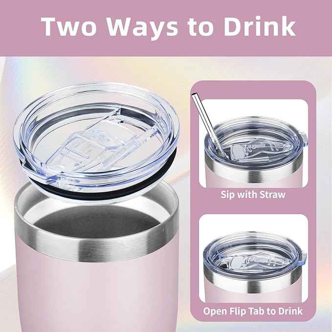 MEZMUT 1 Pack 20oz Insulated Coffee Tumbler with Lid and Straw Double Wall Vacuum Insulated Cup Stainless Steel Travel Mugs Leakproof Powder Coated Tumbler for Indoor Outdoor(Lavender)