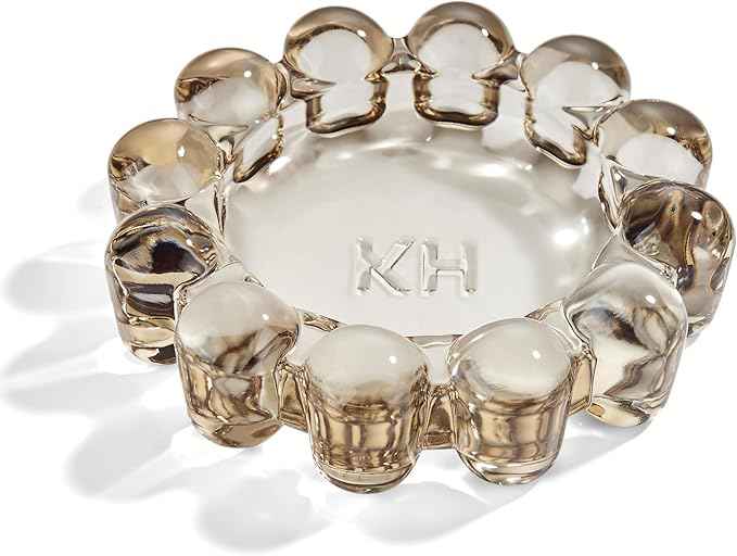 khtumeware Chic Smoky Bubble Glass Candle Dish – Modern Clear Glass Candle Holder for Tealights & Diffusers, Decorative Tray for Home & Tabletop Decor（2 Pack）
