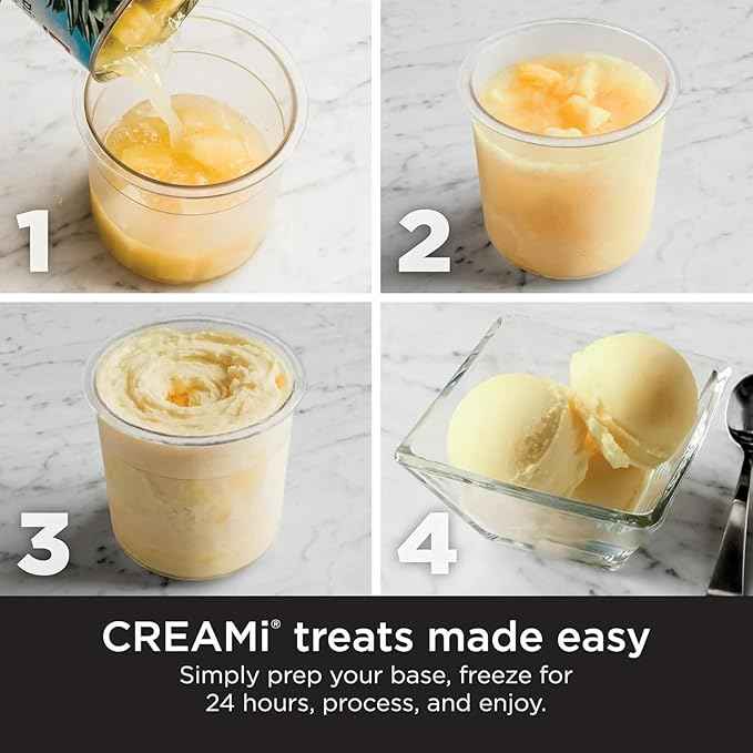 Ninja CREAMi Ice Cream Maker, 5 One-Touch Programs, Includes (2) 16oz Pints with Lids, Transform Frozen Bases to Ice Cream, Sorbets, Milkshakes, Vegan, Dairy-Free Options, NC300 White (Renewed)