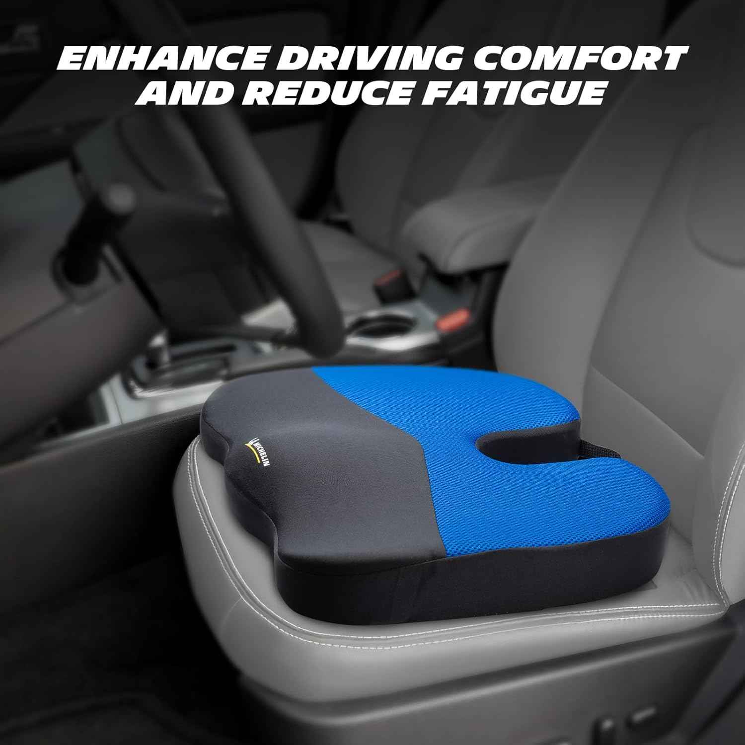 MICHELIN Memory Foam Seat Cushion 2-Pack - Gel Infused for Cooling Comfort, Orthopedic Ergonomic Support for Office Chair, Car Seat, Home, Travel - Breathable Mesh Cover with Portable Handle